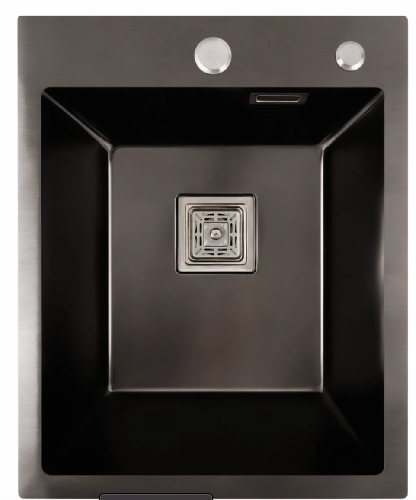 Мийка Platinum Handmade 40*50/220 PVD Чорна (товщина 3,0/01,5 кошик та дозатор в компл, квадратний с