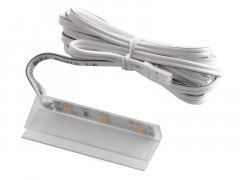 Кліпса пластикова освітлюв. для скл.поліц DC 12V.3SMD LED 0,25w. 2м дріт,холод-й білий LD-KLPZB-00N